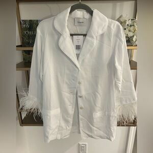 SLEEPER feather pajamas in white. Size small. NWOT